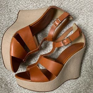 Brown J Crew platform wedged
